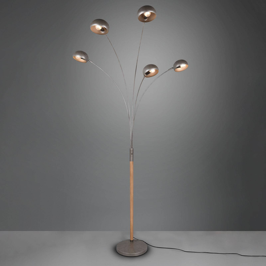 Golvlampa Dito, 5 lampor, matt nickel