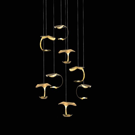 Knikerboker Le Gigine LED-hänglampa 8 lampor guld