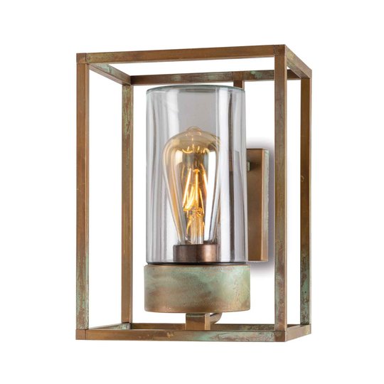 Utomhusvägglampa Cubic³ 3363 mässing antik/tydlig