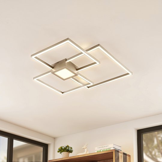 Lindby Duetto LED-taklampa nickel 38 W