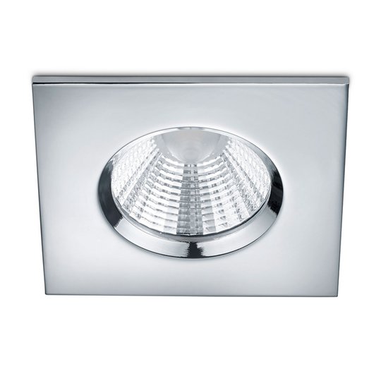 Kantig LED-inbyggnadsspot Zagros IP65, kromfärgad