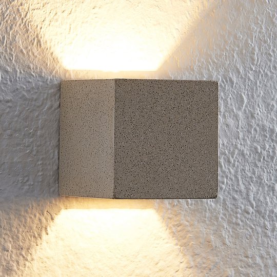 Lindby Quaso LED-vägglampa, betong beigegranit