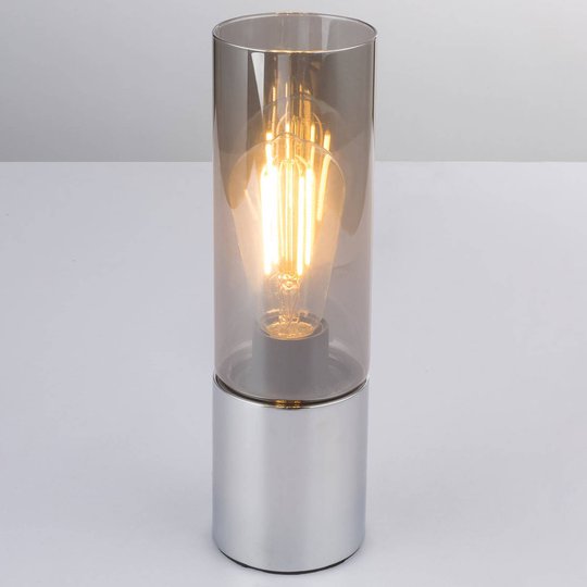 Bordslampa Annika med rökgrå glasskärm