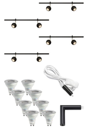 PAKET EXPAND 4X70CM GU10 ROUND BLACK