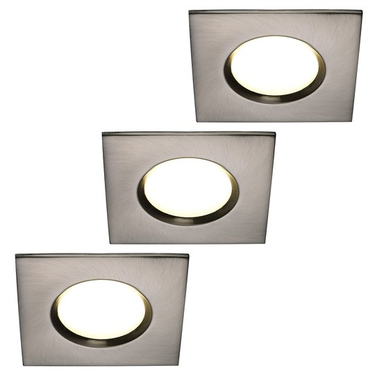 LED-inbyggnadslampa Clarkson 3-pack, kantig, stål