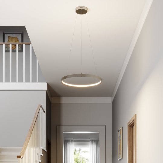 Lucande Naylia LED-hänglampa i nickel, Ø 60 cm