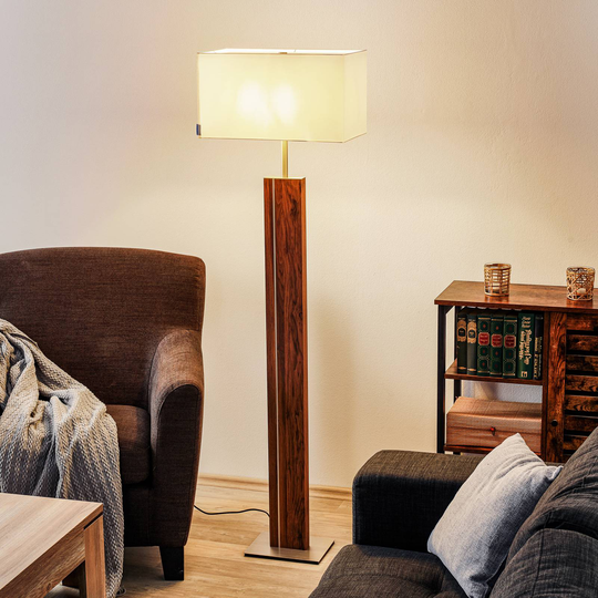 HerzBlut Miss Hilton golvlampa valnöt oljat nickel