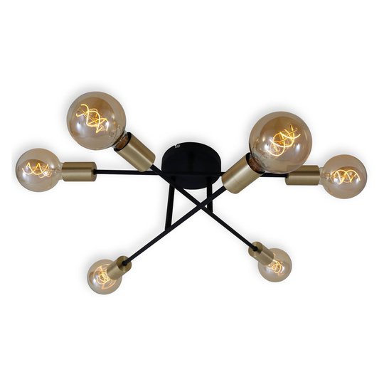 Taklampa 3868-065 Black Steel 6 lampor
