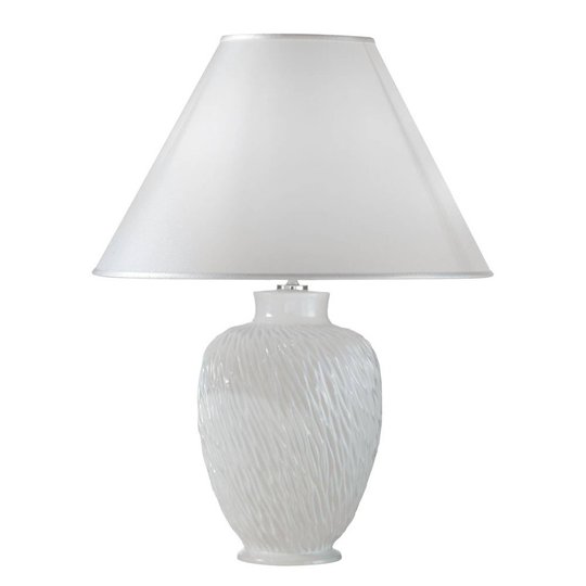 Bordslampa Chiara av keramik, vit, Ø 40 cm