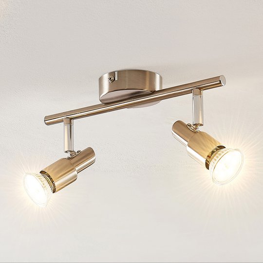ELC Farida LED-taklampa, nickel, 2 lampor