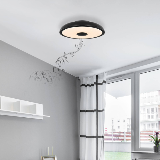 LED-taklampa Raffy högtalare RGBW svart