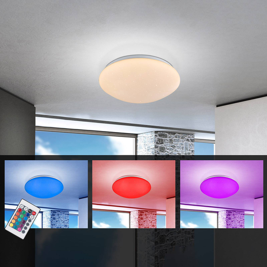 LED-taklampa Atreju I, RGBW, dimbar, Ø 29 cm