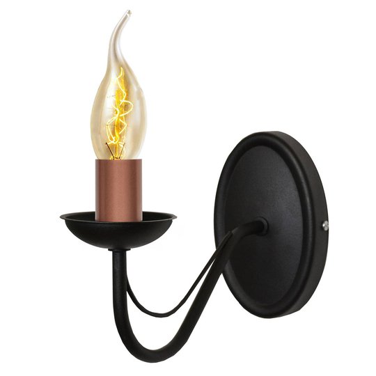 Vägglampa Malbo i svart/koppar, 1 lampa