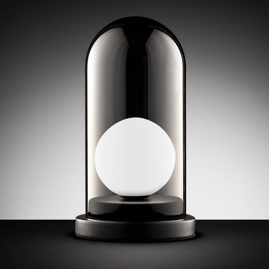 Bordslampa Grays med rökglasklocka