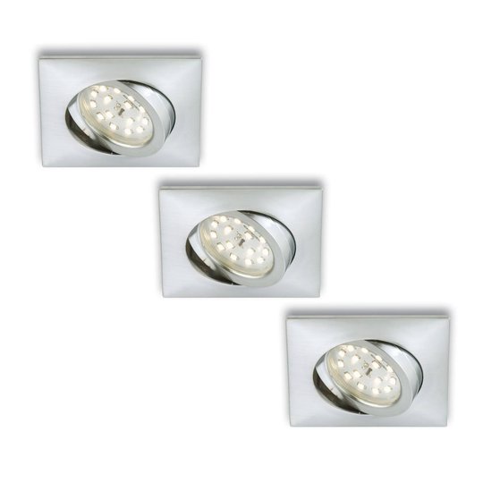 Installationsspot Erik LED 3-pack kantig aluminium