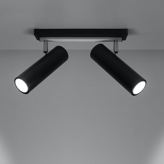 Takspotlight Spoty, svart, 2 lampor