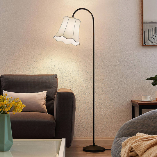 Lucande Binta tyggolvlampa, vintage silvergrå
