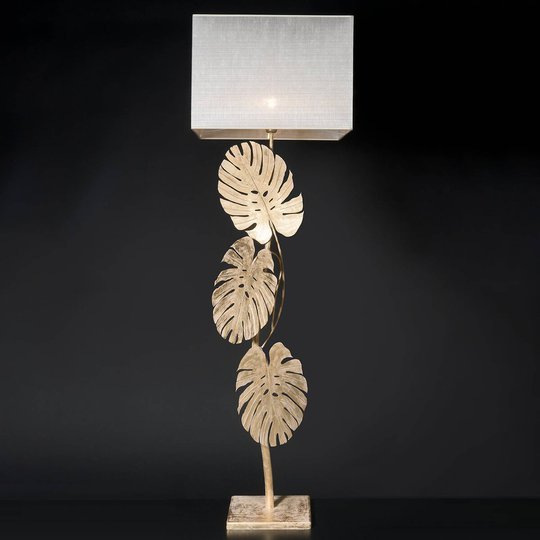 Imponerande golvlampa Lizia med bladguld