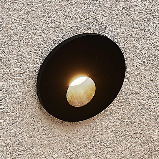 Arcchio Vexi LED-inbyggnadslampa, rund, svart