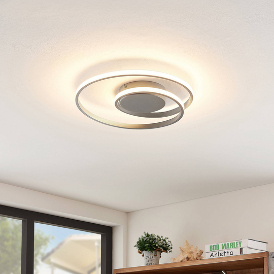 Lindby Kyron LED-taklampa, silver titanfärg