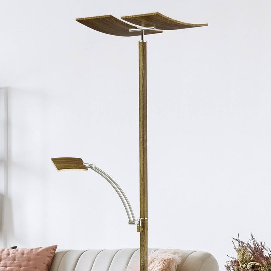 B-Leuchten Duo LED-golvlampa med dimmer, trä