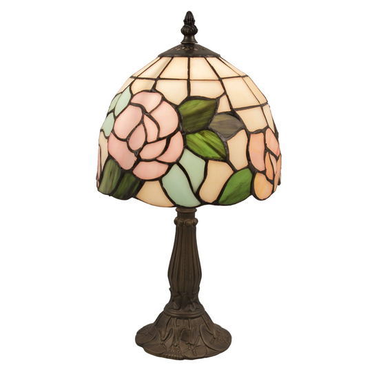 Bordslampa 5943 glasskärm försedd med blommor