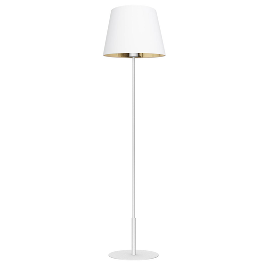 Golvlampa Soho, konisk, rak, vit/guld
