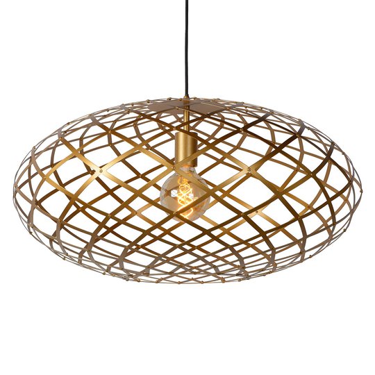 Hänglampa Wolfram, skärm oval, 65 cm, guld