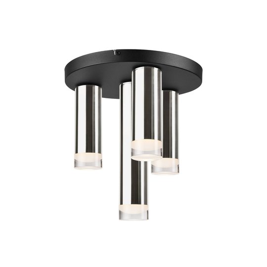 Taklampa Shine, 4 lampor, rund, krom