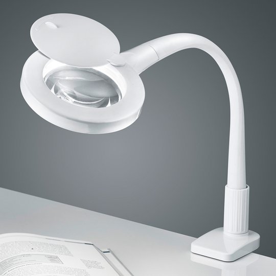 I vitt - LED-förstoringsglas-klämlampan Lupo