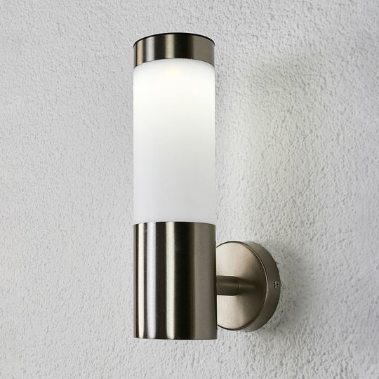 Cylindrisk LED-solarvägglampa Aleeza, rostfritt