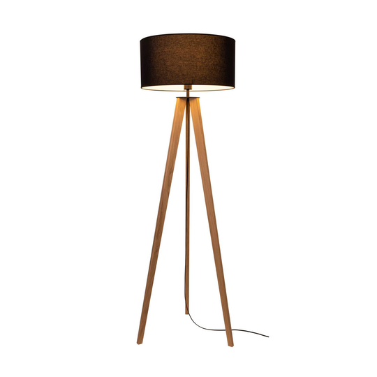 Golvlampa Maira, trebent, ek oljad, svart
