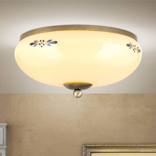 Taklampa Landhaus Patina champagne blå Ø 28 cm