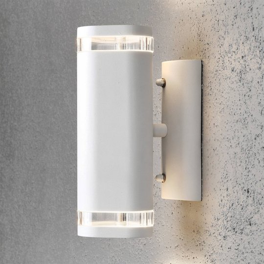 Utomhusvägglampa Modena med skåra, 2 lampor, vit