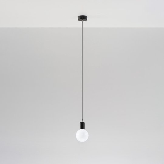 Hänglampa Simple, svart, kabel grå