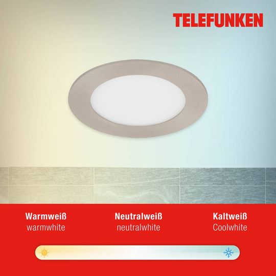 LED-inbyggnadslampa Virgo, RGBW, nickel, Ø 12 cm