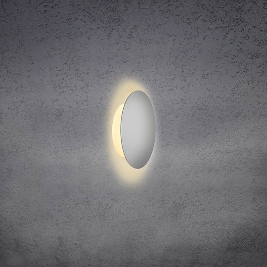 Escale Blade LED-vägglampa, matt silver, Ø 18 cm