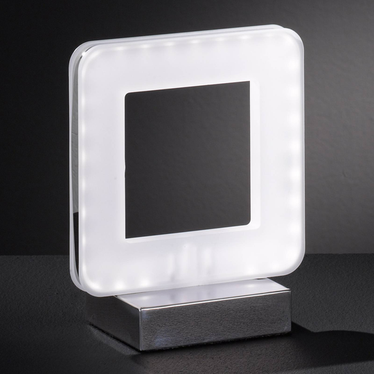 LED-bordslampa Nic, kantad, krom