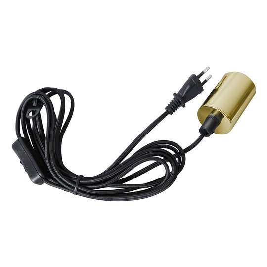 E27-uttag Stil med kabel, guldfärgad