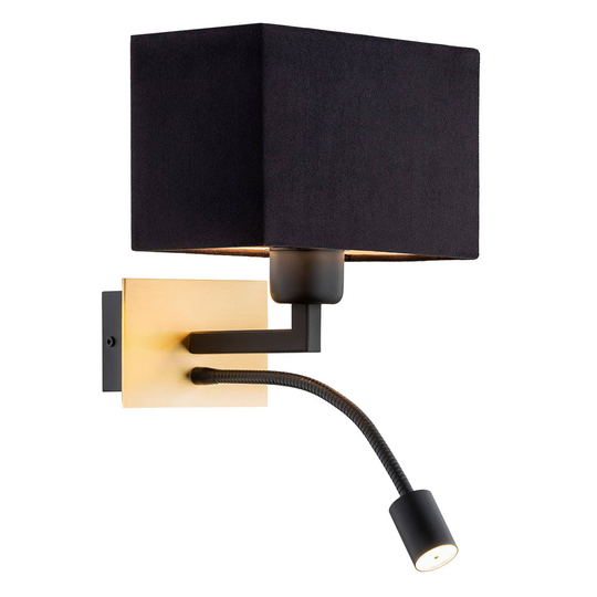 Vägglampa Bobby läslampa, svart mässing