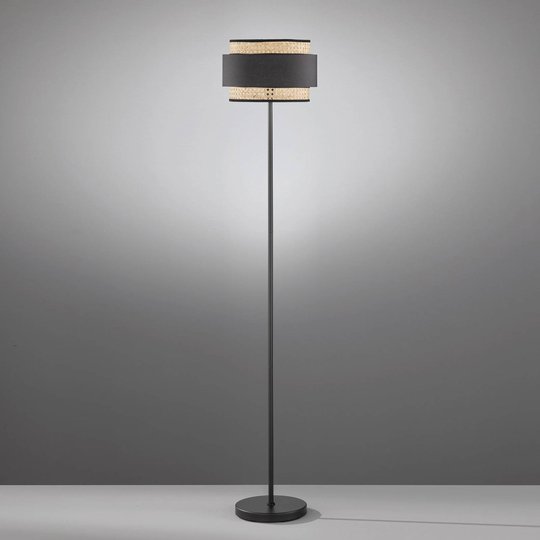 Golvlampa Tape med rottingskärm