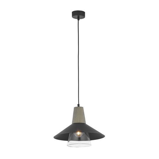 Pendellampa Eos mörkgrå grå, glas transparent