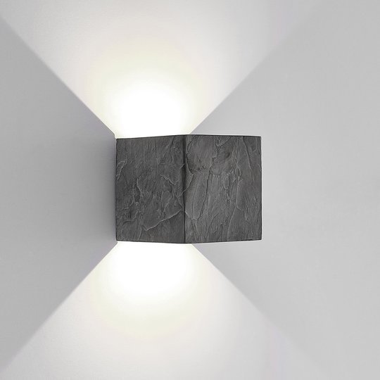 Lucande LED-utomhusvägglampa Naja, skifferoptik