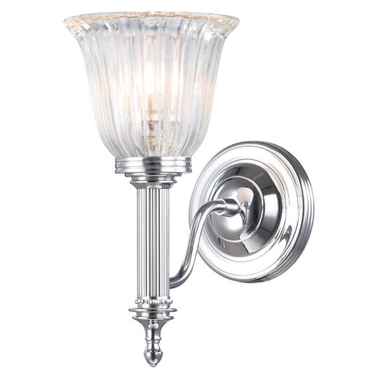 Vägglampa till våtrum Carroll krom, glas räfflat