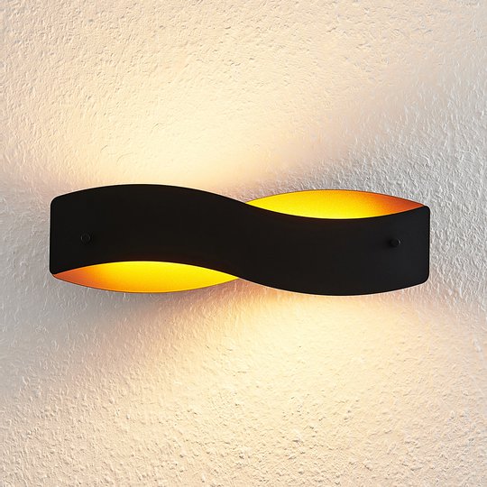 Arcchio Shana LED-vägglampa svart-guld