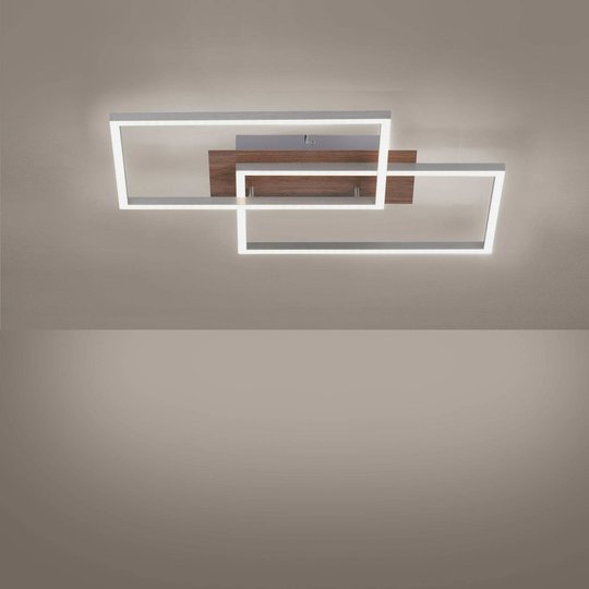 LED-taklampa Iven trädekor/stål, 2 lampor kvadrat
