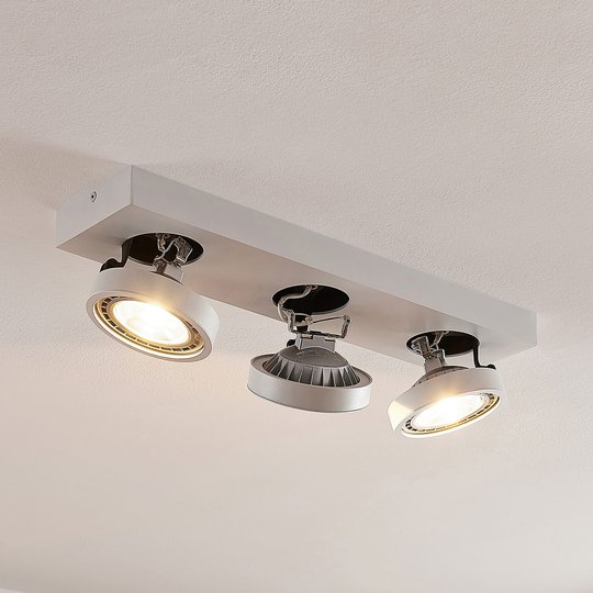 LED-taklampa Negan i vitt, 3 lampor