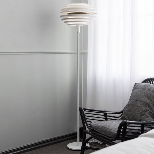 Golvlampa Ellipse med dimmer, vit/krom
