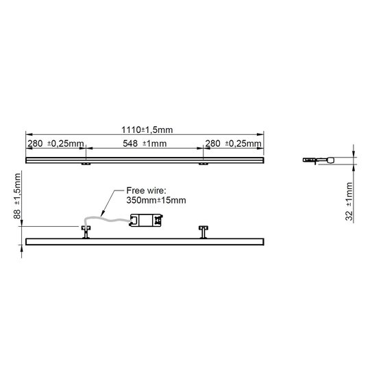 LED-spegellampa Ruth i krom, 110 cm