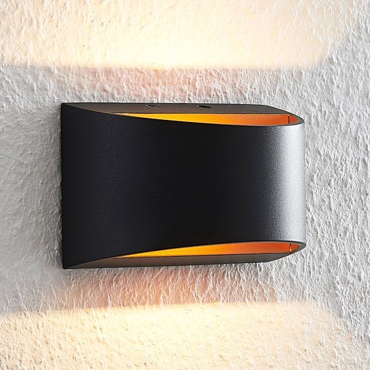 Arcchio Jasina LED-vägglampa, halvrund, svart